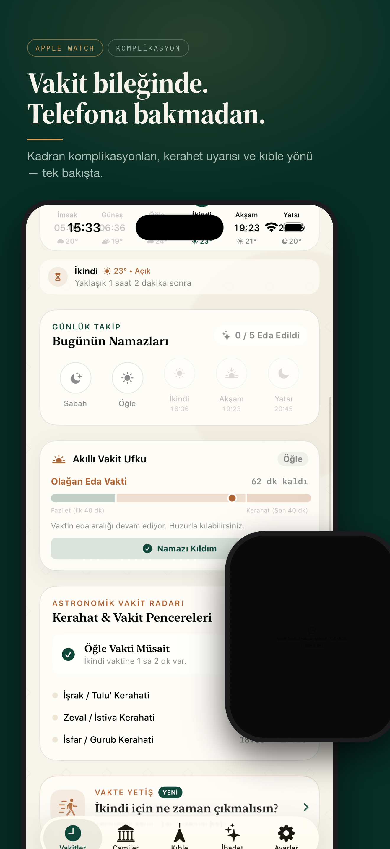 Vaktiyle Apple Watch Uygulaması ve Komplikasyonları