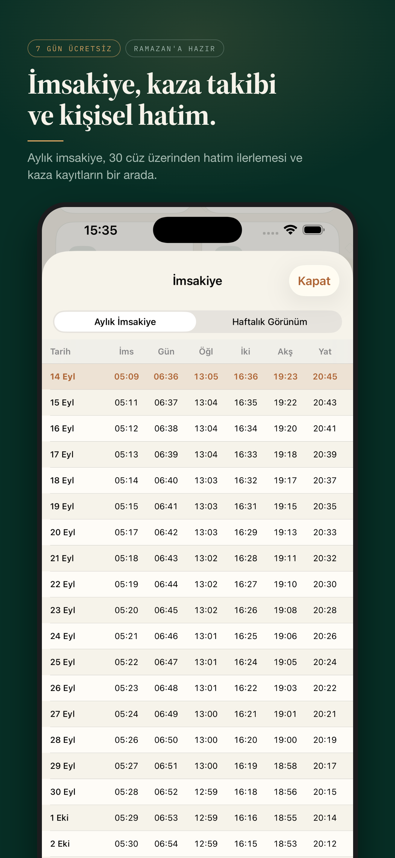 Hatim ve Kaza Takibi Senkronizasyonu